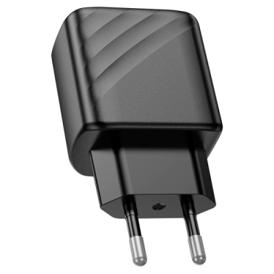 мережевий зарядний пристрій hoco cs23a 1usb/18w/qc3.0 + 1type-c/30w/pd (чорний) 