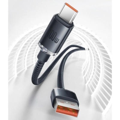 кабель baseus crystal shine usb - type-c 100w/2m (cajy000501) (black) 