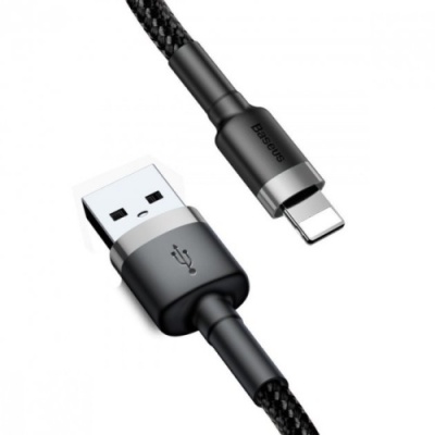 кабель baseus cafule usb - lightning 2.4a/1m (calklf-bg1) (black-grey) 