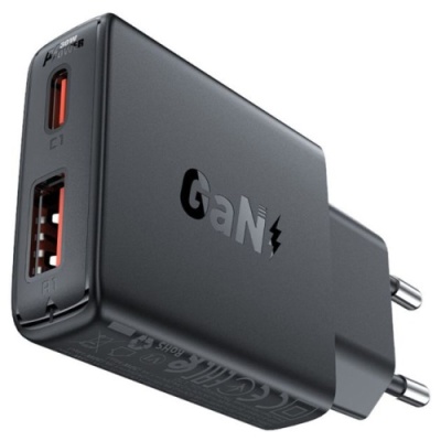 мережевий зарядний пристрій acefast a69 pd30w (1type-c/1usb) (чорний) 
