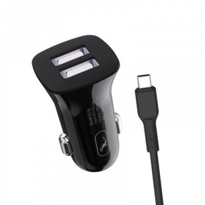 Автомобільний Зарядний Пристрій SkyDolphin SZ08T 2USB/2.4A + (USB - Type-C) (Чорний)