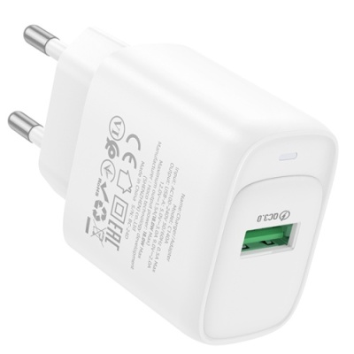 мережевий зарядний пристрій hoco c140a 1usb/18w/qc3.0 (білий) 