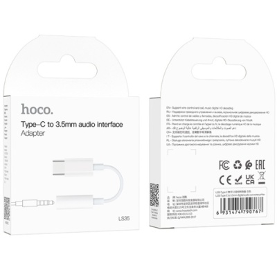 перехідник hoco ls35 type-c(male) to 3.5mm(female) digital audio converter (білий) 