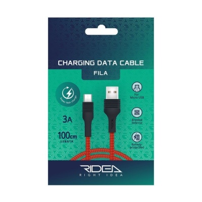 кабель ridea rc-m112 fila usb - microusb 3a/1m (червоно-чорний) 