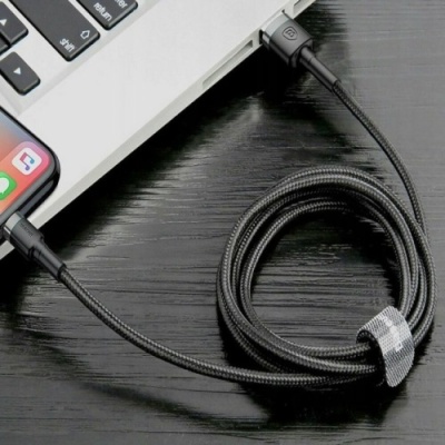 кабель baseus cafule usb - lightning 2.4a/1m (calklf-bg1) (black-grey) 