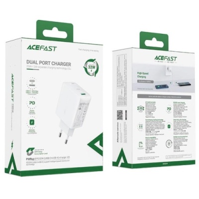мережевий зарядний пристрій acefast a5 pd32w+qc 3.0 (1type-c/usb/3a) (білий) 