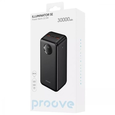 додаткова батарея power bank proove illuminator se pd20w+qc3.0 22.5w 30000mah (black) 