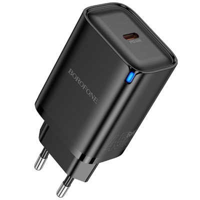мережевий зарядний пристрій borofone ba86a 1usb-c pd/qc 45w (чорний) 