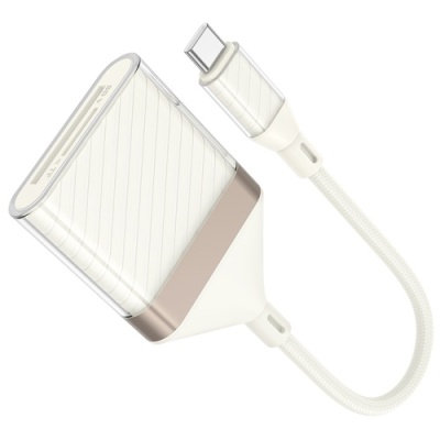 перехідник hoco ua40a 2in1 type-c - sd/tf card reader (білий apricot) 