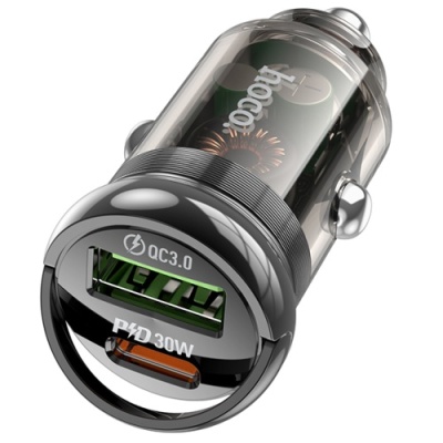Автомобільний Зарядний Пристрій Hoco Z53A PD30W+QC3.0 (1USB/1Type-C) (Чорний)