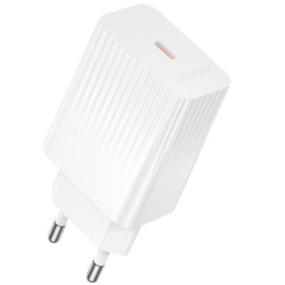 мережевий зарядний пристрій borofone bas73a 1type-c/20w/pd (білий) 