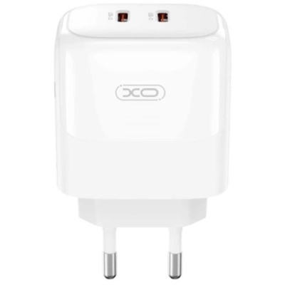 мережевий зарядний пристрій xo l140 2type-c/35w/pd + (type-c - type-c) (бiлий) 