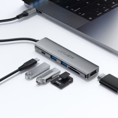 usb hub acefast j18 6in1 type-c (сірий) 