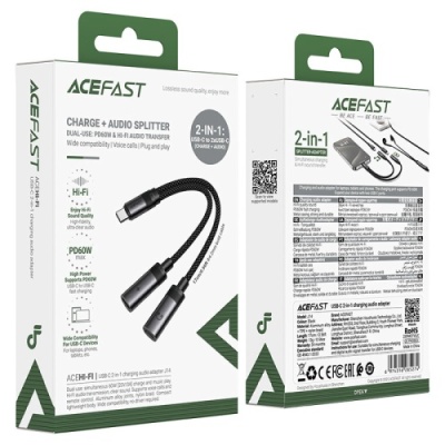 перехідник acefast j14 type-c - type-c/type-c (чорний) 