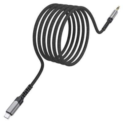 кабель aux skydolphin sr29 aluminium alloy braided wire 3.5mm(male) - type-c(male) 1m (чорний) 
