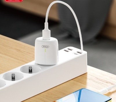 мережевий зарядний пристрій xo l112 1usb/18w/qc3.0 + (usb - microusb) (бiлий) 