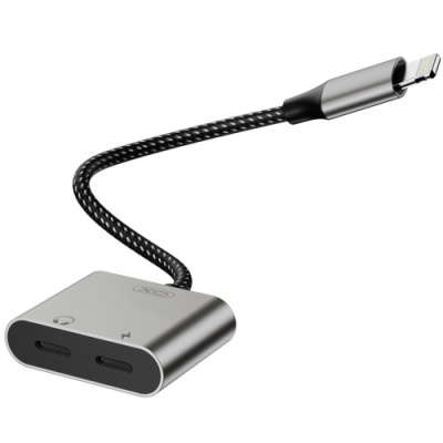 перехідник xo nb-r258a lightning(male) to dual lightning(female) (сірий) 