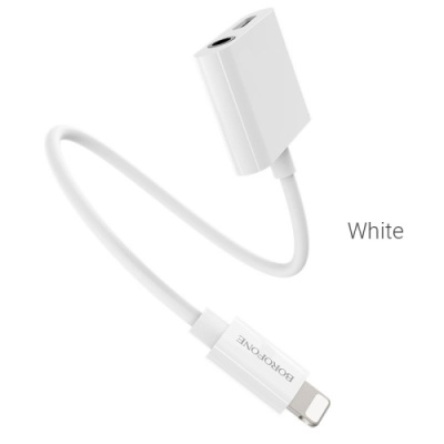 перехідник borofone bv12 apple lightning - (aux 3.5mm+lightning charge) (білий) 