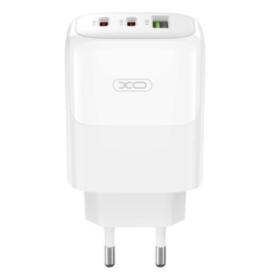 мережевий зарядний пристрій xo l139 1usb/18w/qc3.0 + 2type-c/65w/pd + (type-c - type-c) (бiлий) 