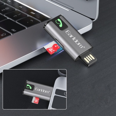 Bluetooth аудіо ресівер Earldom ET-BR12 BT5.3/USB/3,5mm/TF Card (Чорний)
