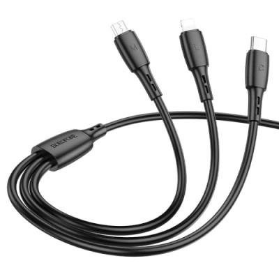 кабель borofone bx71 3in1 usb - (lightning+microusb+type-c) 2.0a/1m (чорний) 