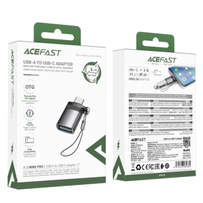 перехідник otg acefast j7 type-c - usb (сірий) 