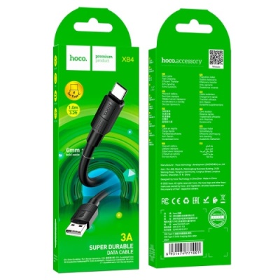кабель hoco x84 solid usb - type-c 3a/1m (чорний) 