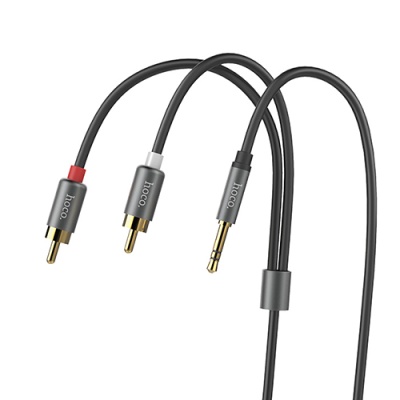 кабель aux hoco upa10 lotus 3.5mm to 2*rca 1.5m (сірий) 