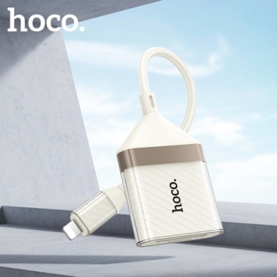 перехідник hoco ua40 2in1 lightning - sd/tf card reader (білий apricot) 