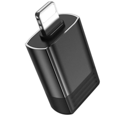 перехідник borofone bv18 lightning male - usb 2.0 female (чорний) 