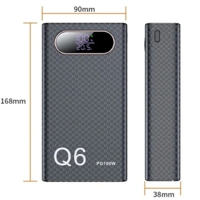 корпус multi-powerbank q6, під елементи 21700 до 6 шт, 100w, чорний 