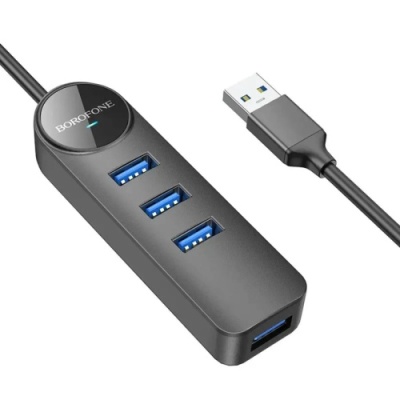 usb hub borofone dh5 (usb to usb3.0*4) 1,2м - чорний 