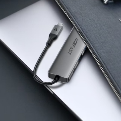 usb hub acefast j18 6in1 type-c (сірий) 
