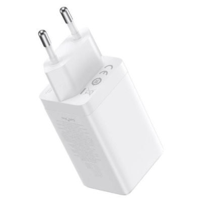 мережевий зарядний пристрій baseus gan5 pro fast charger (ccgp120202) eu 1usb/60w/qc4.0 + 2type-c/65w/pd + (type-c - type-c) 100w/1m (білий) 