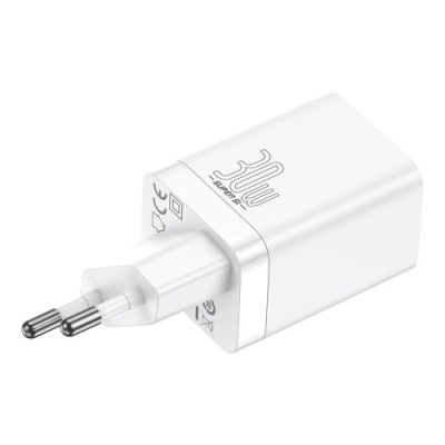 мережевий зарядний пристрій baseus super si pro quick charger type-c/usb/30w eu (ccsupp-e02) (білий) 