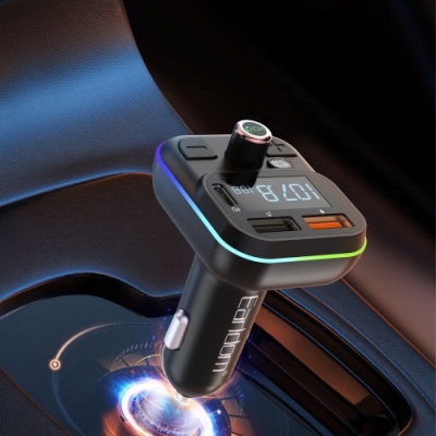FM Модулятор Earldom ET-M86 PD18W/RGB 7 colors/1USB/1Type-C/1U-Disk/3.1A (Чорний)
