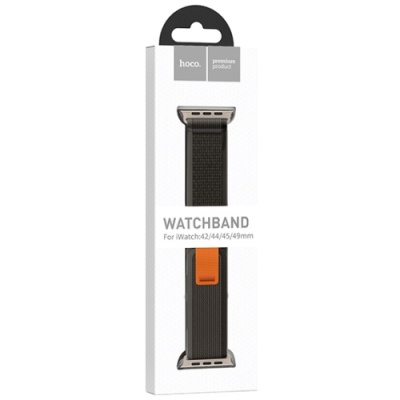 ремінець hoco wa14 для apple watch 1-11/ultra (42/44/45/49mm) (black with gray) 