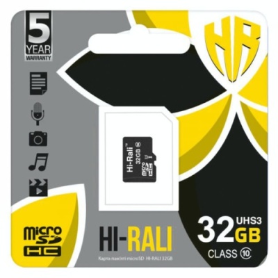 карта пам'яті hi-rali microsdhc 32gb uhs-3 10 class (чорний) 