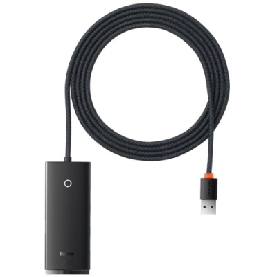 usb hub baseus lite series 4-port (usb-a to usb 3.0*4) (wkqx030201) 2m (чорний) 