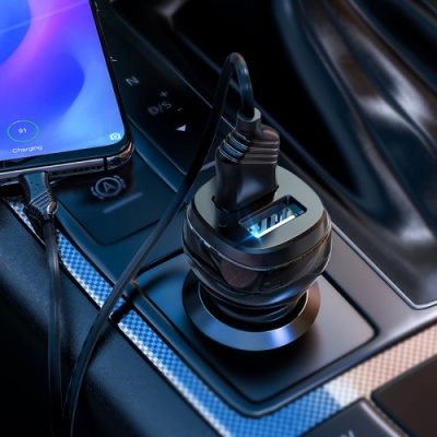 Автомобільний Зарядний Пристрій Hoco Z40 2USB/2.4A + (USB - Type-C) (Чорний)