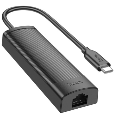 usb hub hoco hb42 4-in-1 (type-c to usb3.0*3+rj45 1gbps) (l=0.2m) (чорний) 