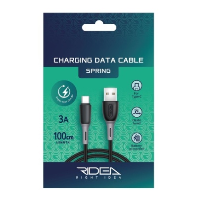 кабель ridea rc-m123 spring usb - type-c 3a/1m (чорний) 