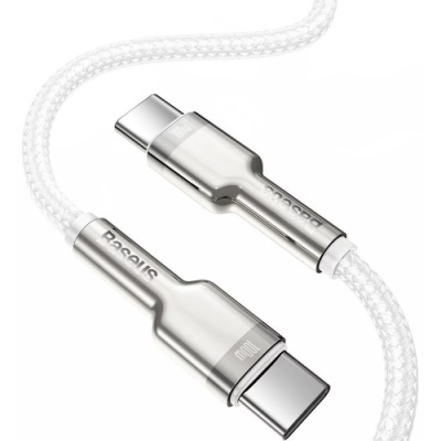 кабель baseus cafule metal (pd) type-c - type-c 100w 5a/1m (catjk-c02) (white) 