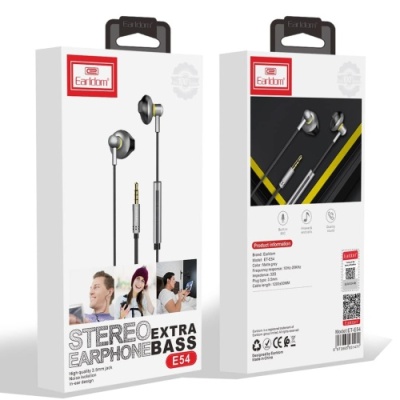 навушники earldom et-e54 universal 3.5mm jack vs mic&control metal grey 