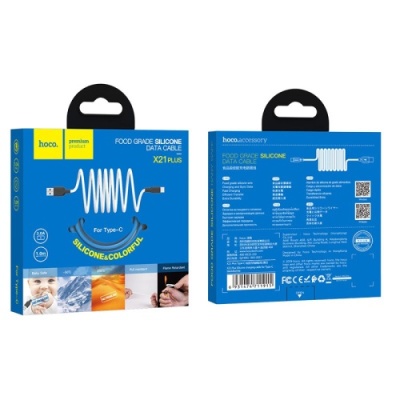 кабель hoco x21 plus silicone usb - type-c 3.0a/1m (чорно-червоний) 