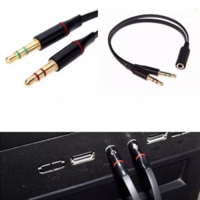 розгалужувач аудіо виходу 3,5mm famale for pc (чорний) 