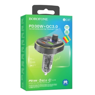 FM Модулятор Borofone BC47 (Сірий)