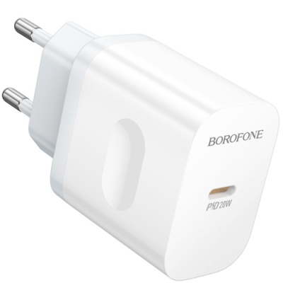 мережевий зарядний пристрій borofone ba99a 1type-c/20w/pd (білий) 