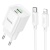 Мережевий Зарядний Пристрій Hoco C147A 1USB/18W/QC3.0 + 1Type-C/20W/PD + (Type-C - Lightning) (Білий) мережевий зарядний пристрій hoco c147a 1usb/18w/qc3.0 + 1type-c/20w/pd + (type-c - lightning) (білий)