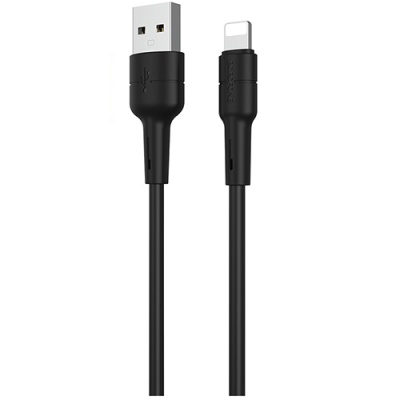 кабель borofone bx30 silicone usb - lightning 2.4a/1m (чорний) 